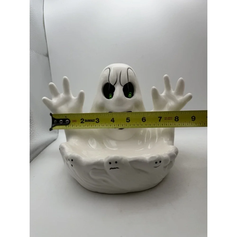 Vintage NCS 1993 Halloween Ghost Ceramic Light Up Figurine Box Tested Works